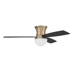 Daybreak 52 in. Indoor Satin Brass Finish Ceiling Fan with Smart Wi-Fi Enabled Remote and Integrated LED Light Kit