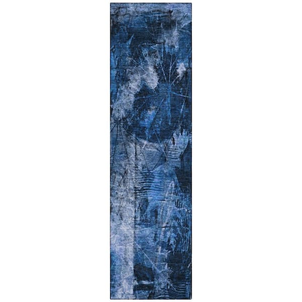 Chantille ACN560 Navy 2 ft. 3 in. x 7 ft. 6 in. Machine Washable Indoor/Outdoor Geometric Runner Rug