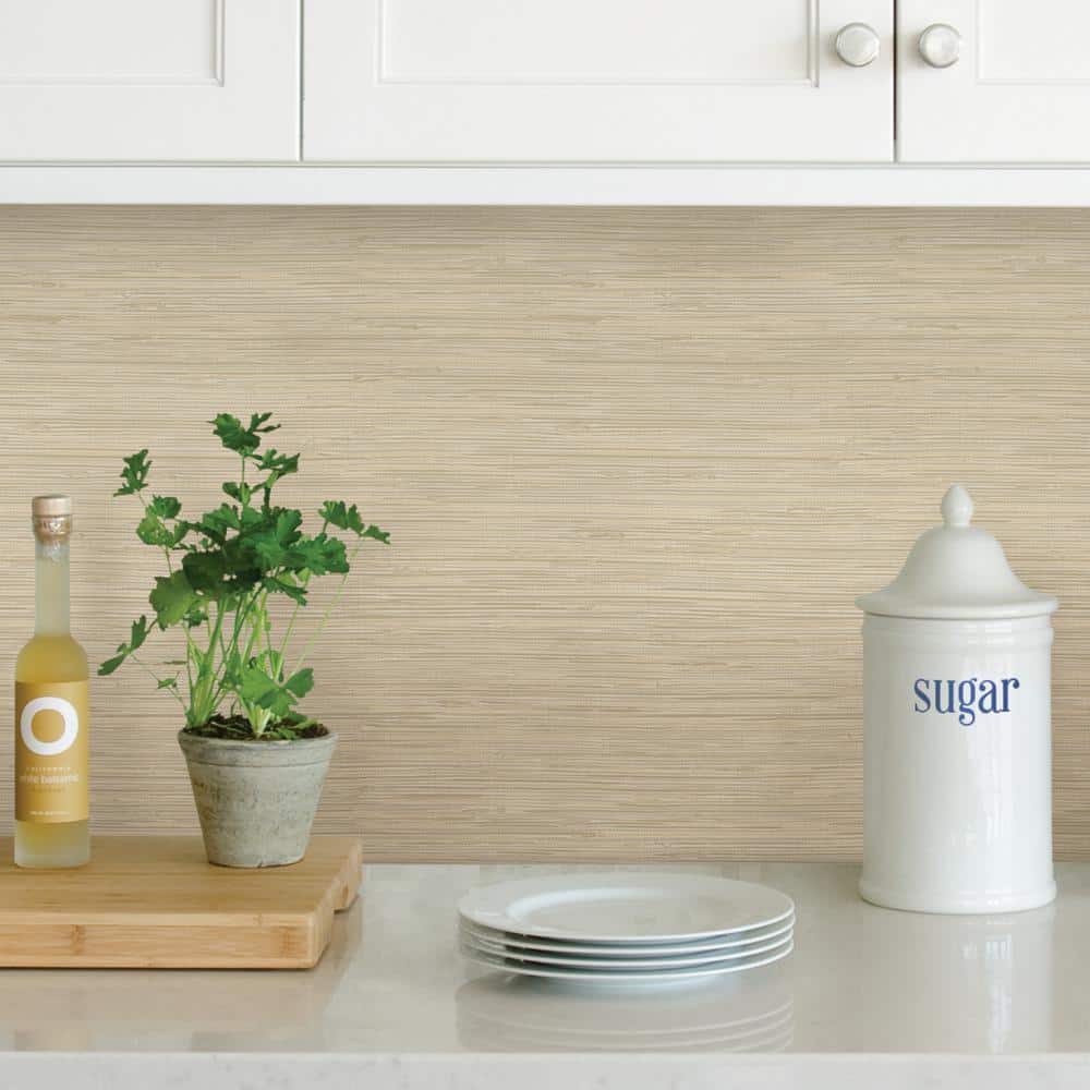 Cream Grasscloth Self-Adhesive Removable Wallpaper Roll