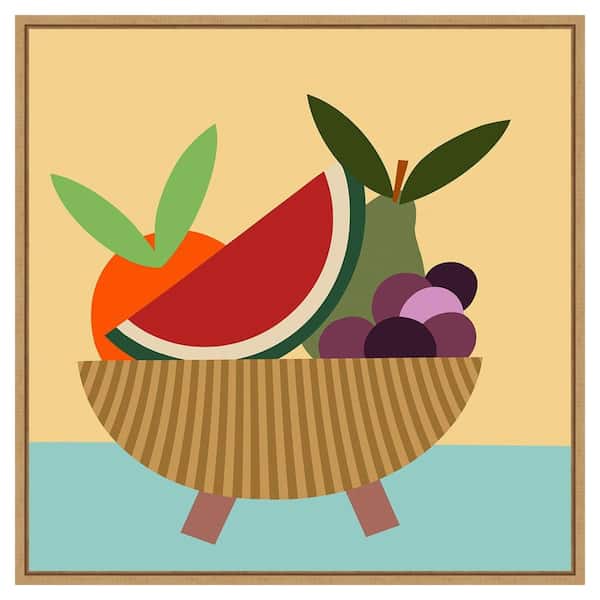 Amanti Art Graphic Fruit Bowl V by Regina Morre 30 in. W x 30 in. H. Canvas Wall Art Print Framed in Brown