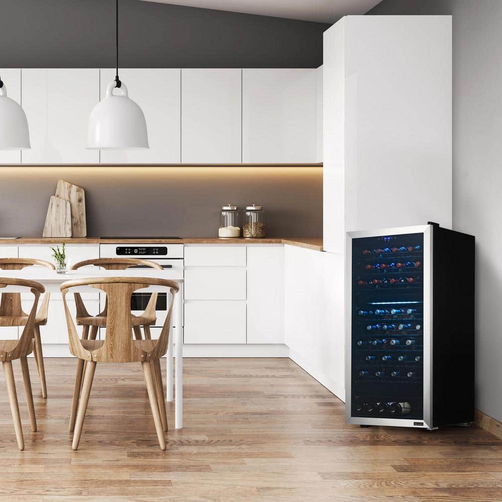 Newair 76 Bottle Stainless Steel Dual Zone Freestanding Wine Fridge