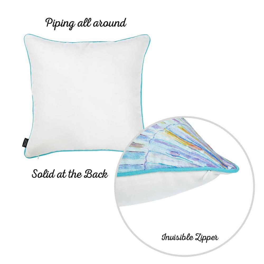 Marine Seahorse Coastal Polyester Pillow Covers, Set of 4