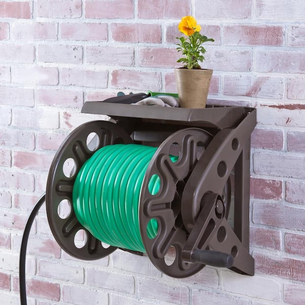 Wall Mounted Hose Reel with Shelf 512 - The Home Depot