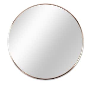 32 in. W x 32 in. H Large Round Aluminum Framed HD Reflection Wall Mounted Bathroom Vanity Mirror in Brushed Gold