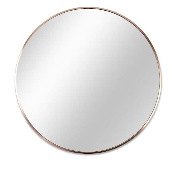 Tileon 32 in. W x 32 in. H Large Round Aluminum Framed HD Reflection Wall Mounted Bathroom Vanity Mirror in Brushed Gold