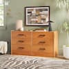 Walker Edison Furniture Company Modern Easy Assembly Caramel Solid Wood 6-Drawer 50 in. Dresser with Handles WEDCL026D1CA1