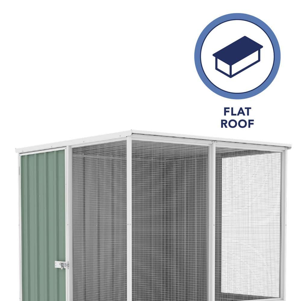 Pale Eucalypt Galvanized Steel 5'x5' Chicken Coop with Mesh Panels