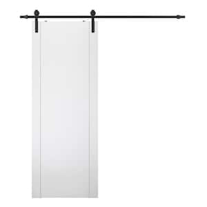 Paola 2U 28 in. x 80 in. Bianco Noble Finished Wood Composite Sliding Barn Door with Hardware Kit