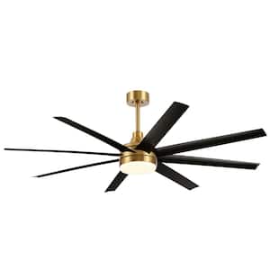 Archer 65 in. Integrated LED Indoor Black-Blades Gold Ceiling Fan with Light and Remote Control Included