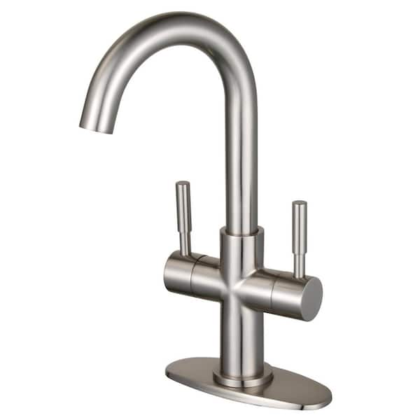 Kingston Brass Concord 2-Handle Deck Mount Gooseneck Bar Prep Faucets in Brushed Nickel