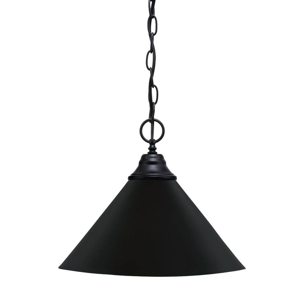 Kingston 100-Watt 1 Light Matte Black Finish Shaded Pendant Ligth with 14 i