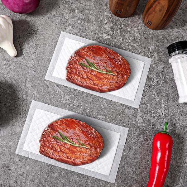 4 in. x 7 in. Meat Absorbent Pads with Vacuum Sealer Bags for Fish, Poultry, Kitchen and Shop, White (500-Pack)