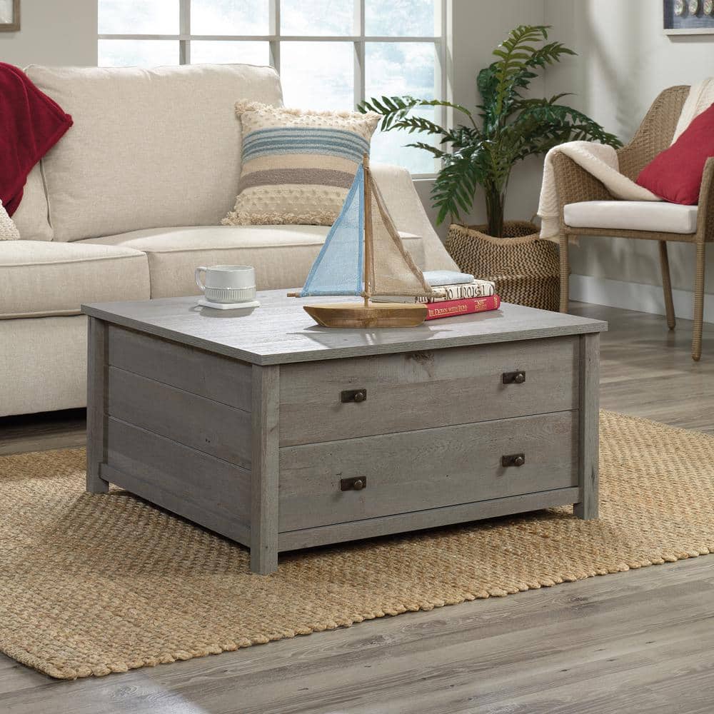 Mystic Oak Square Storage Coffee Table with Drawers