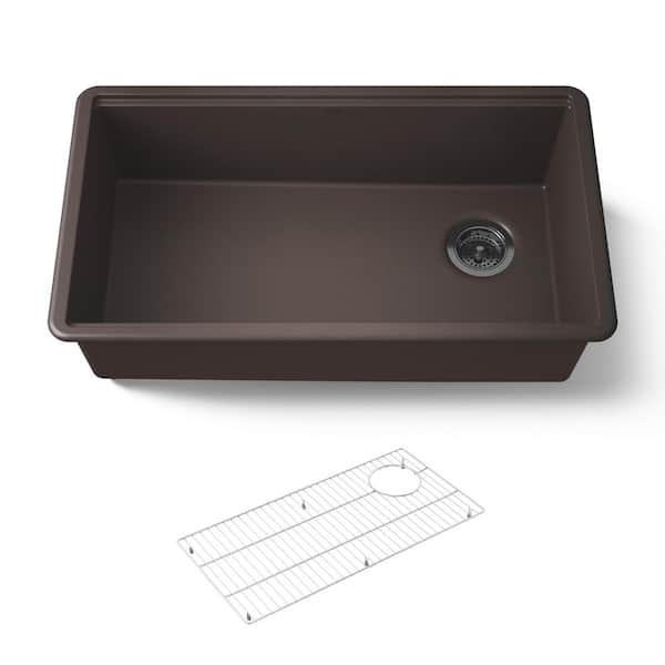 hilander CHEFＩＧＴ互換ケーブルダークブラウン KOHLER Cairn Matte Brown Granite Composite 33 .5 in. Double Bowl