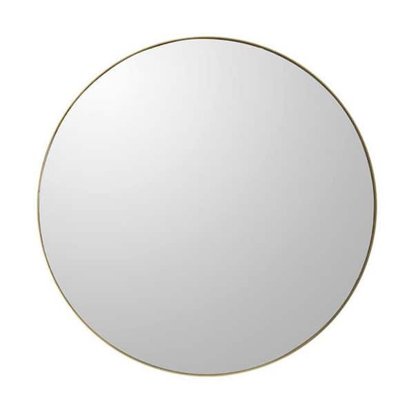 HomeRoots 29.9 in. W x 29.9 in. H Wood Gold Vanity Mirror