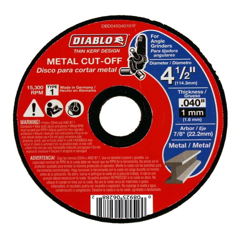 DIABLO 4-1/2 in. x 0.040 in. x 7/8 in. Thin Kerf Metal Cut-Off Disc  DBD045040101F The Home Depot