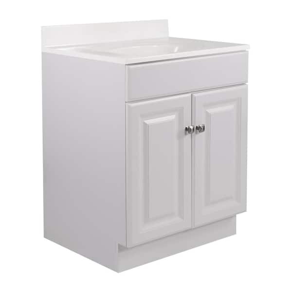Design House Wyndham 24 in. W x 21 in. D Bath Vanity in White w/ 4 in. Centerset Ivory Swirl Vanity Top