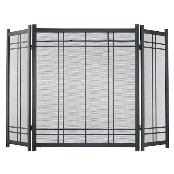 Pleasant Hearth Preston Vintage Iron Steel 3-Panel Fireplace Screen