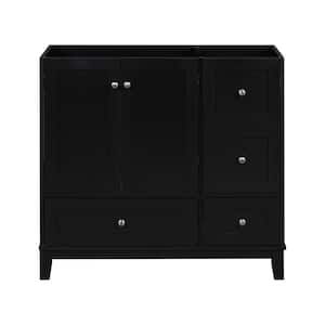 35.4 in. W x 17.5 in. D x 33 in. H Bath Vanity Cabinet Without Top in Black