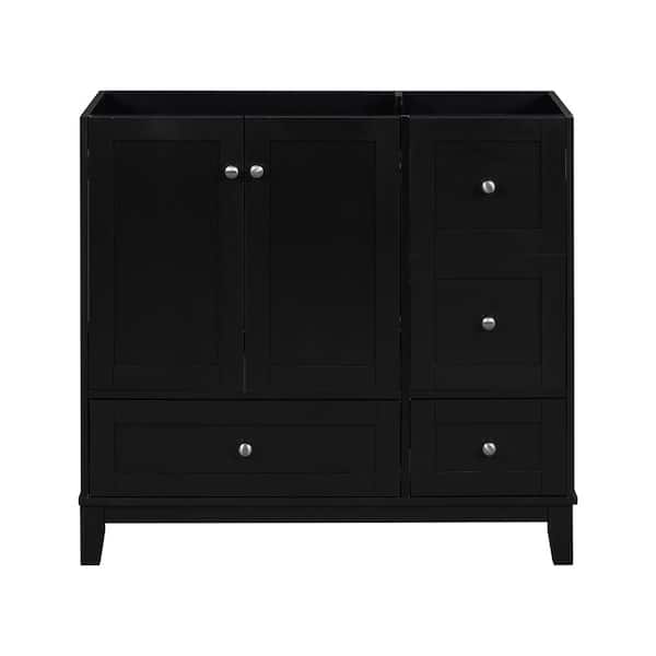 35.4 in. W x 17.5 in. D x 33 in. H Bath Vanity Cabinet Without Top in Black