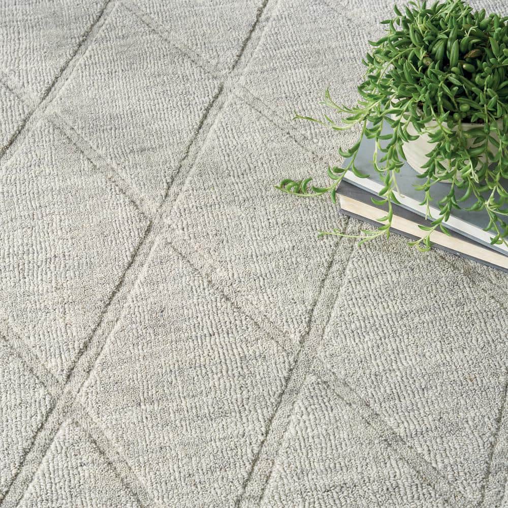 Handmade Gray Wool Geometric Rectangular Area Rug 5' x 7'