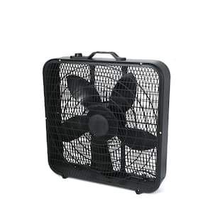 20 in. 3-Speed Portable Box Fan in Black with Convenient Carry Handle and Safety Grills, For Home Office