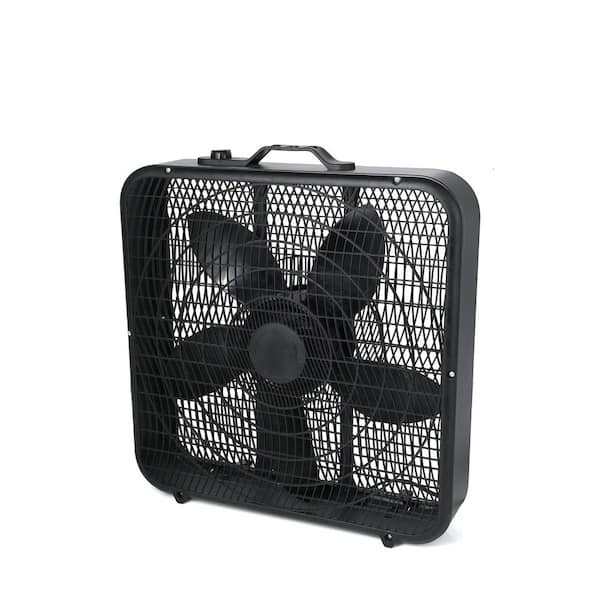 20 in. 3-Speed Portable Box Fan in Black with Convenient Carry Handle and Safety Grills, For Home Office