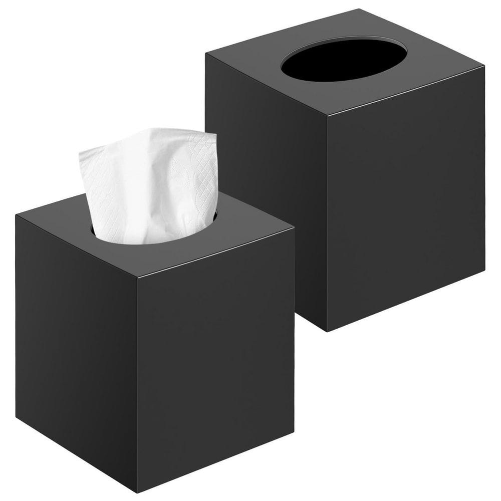 2-Pack Square Acrylic Tissue Box Cover in Black, Decorative Facial Tissue Box Vessel Cube Paper Organizer Dispenser price history on PriceWatchPro