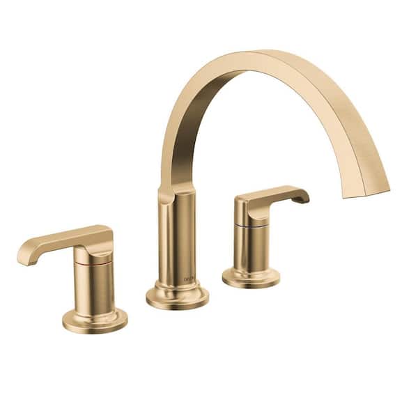 Delta Tetra Gold Lever Roman Tub Handles in Lumicoat Champagne