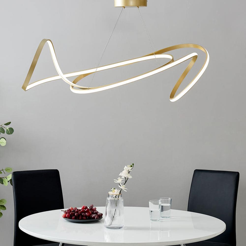 Elegant Curvy Black Aluminum LED Chandelier with Silica Strip