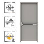 36 in. x 80 in. Gray Flush Exit Right-Hand Fire Proof Steel Prehung Commercial Door with Welded Frame