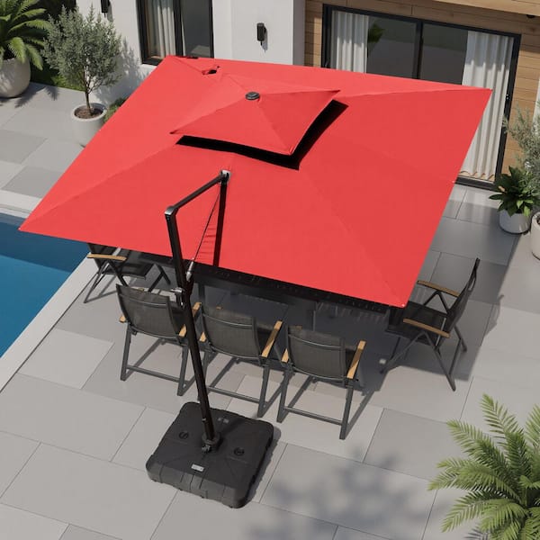 double top cantilever patio umbrella Kingdura 11' X 11' with Vent, Large Square Aluminum Outdoor Offset Umbrella with 360-degree Rotation, Infinite Tilt, UV Protection for Pool Deck Garden Patio (Beige) ( company leisure area Crestlive Products 11 ft. x