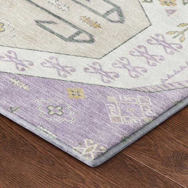 Mayfield Premium Machine Washable Abstract AMF2565 Lavender 2 ft. x 7 ft. Runner Rug