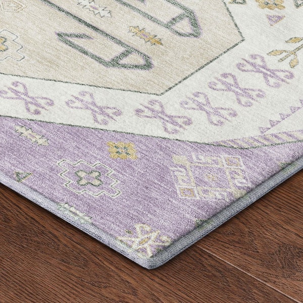 Mayfield Premium Machine Washable Abstract AMF2565 Lavender 8 ft. x 10 ft. Area Rug