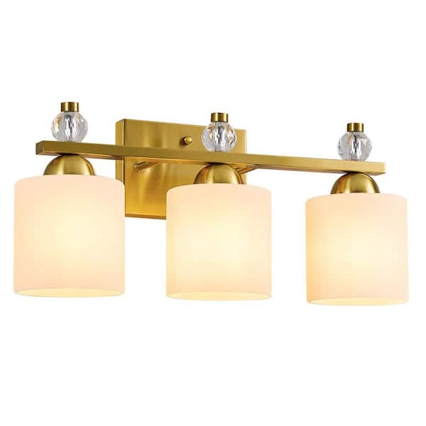 Home Lighting 18.5 in. 3-Light Gold Modern Over Mirror Vanity Lights Wall Sconces for Bathroom