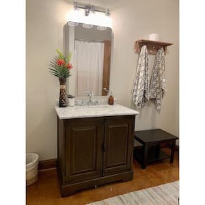 24 in. W x 32 in. H Rectangular Framed Rounded Corner Wall Mounted Bathroom Vanity Mirror Silver Metal