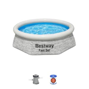 8 ft. x 2 ft. Round 24 in. Inflatable Pool with Filter Pump