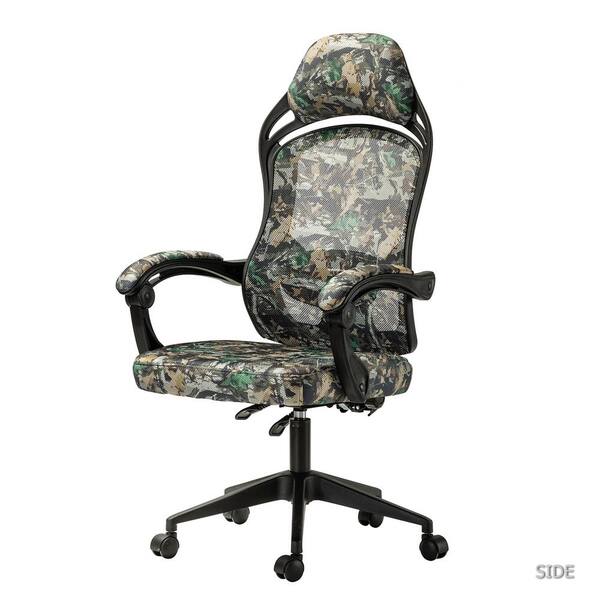 JAYDEN CREATION Frenchman Pine Green Swivel Camouflage Gaming Chair with Adjustable Height