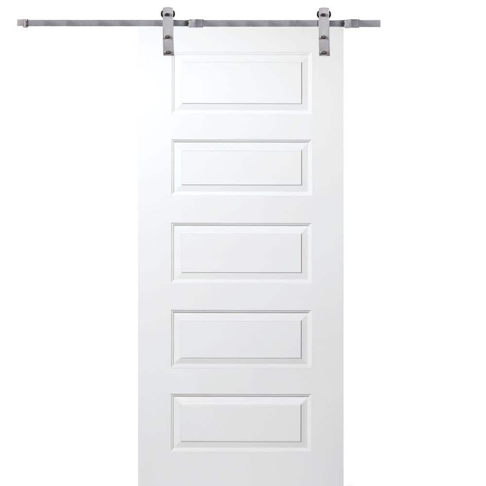 32 in. x 80 in. Primed Rockport Smooth Surface Solid Core Door with Barn Door Hardware Kit price history on PriceWatchPro
