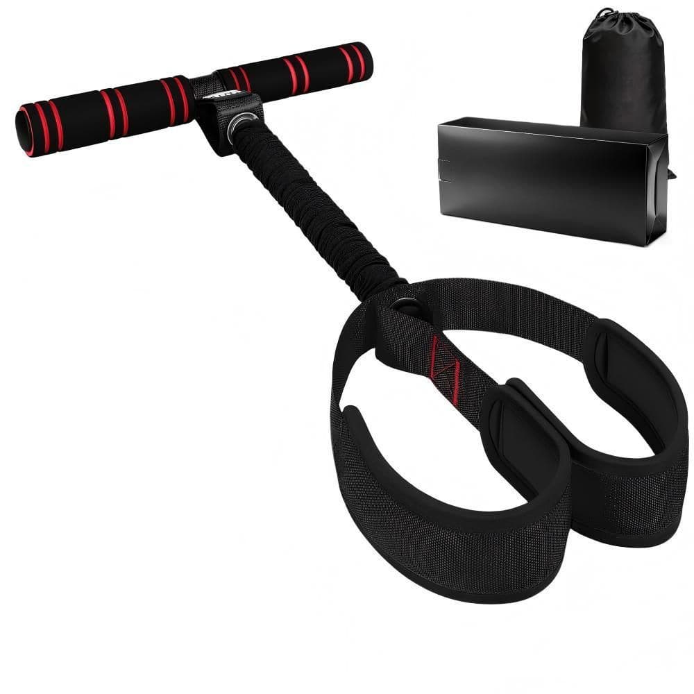 Safe Dual-Layer Elastic Core Training Tool, Pilates Workout Gear Multifunction Pedal Resistance Band with Handle, Black