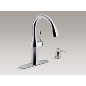 Alma 1.5 GPM Single Handle Pull-Down Kitchen Faucet with Soap/Lotion Dispenser in Polished Chrome