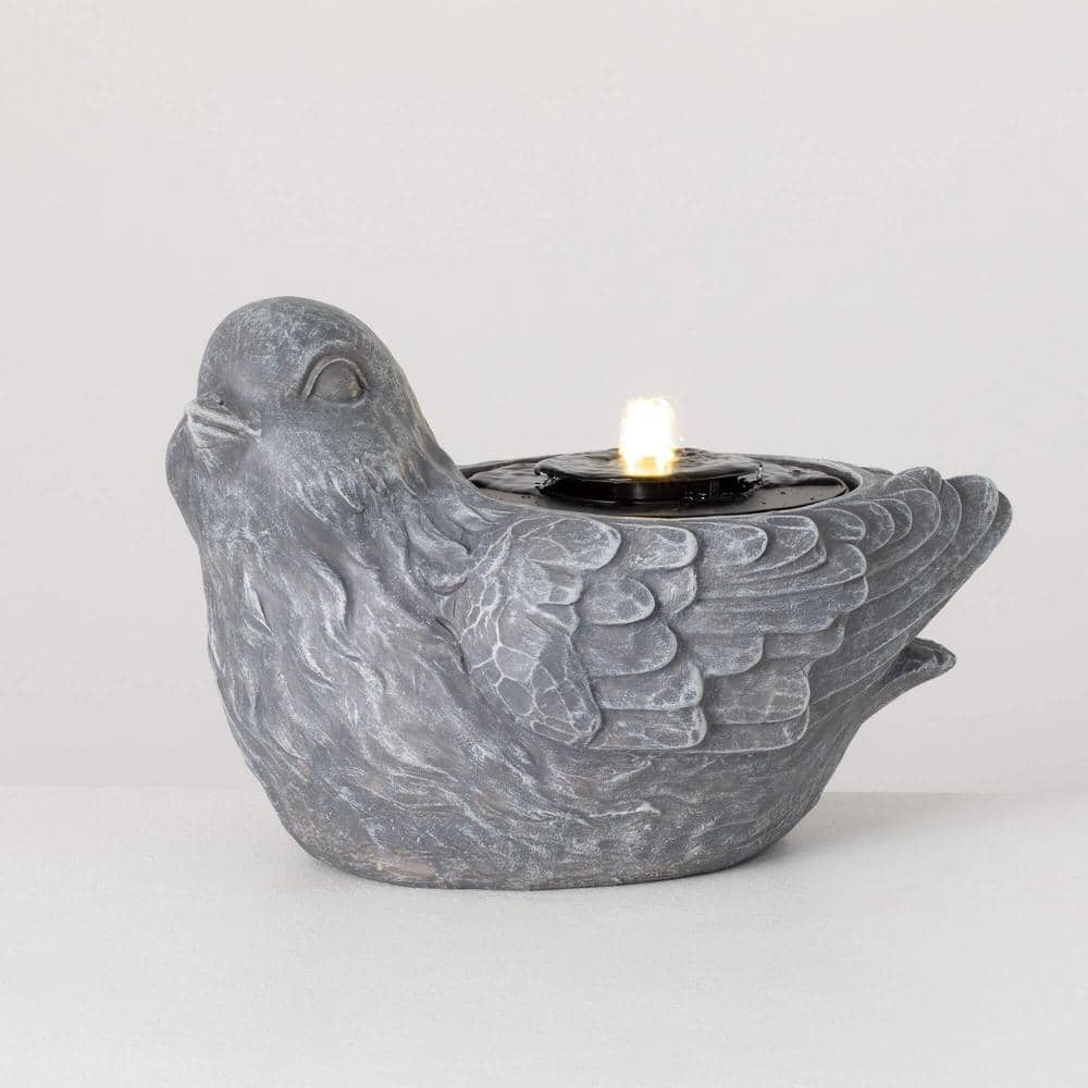 Gray Resin Bird Fountain with Classic Stone Finish