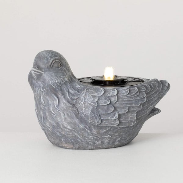 SULLIVANS 11.25 In. Gray Resin Bird Fountain PR2892 - The Home Depot