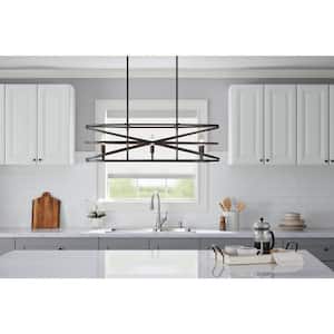 Sarolta Sands 6-Light Bronze Kitchen Island Pendant Light Fixture with Linear Metal Shade