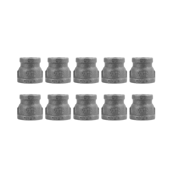 PIPE DECOR 3/4 in. x 1/2 in. Black Iron Reducing Coupling (10-Pack)