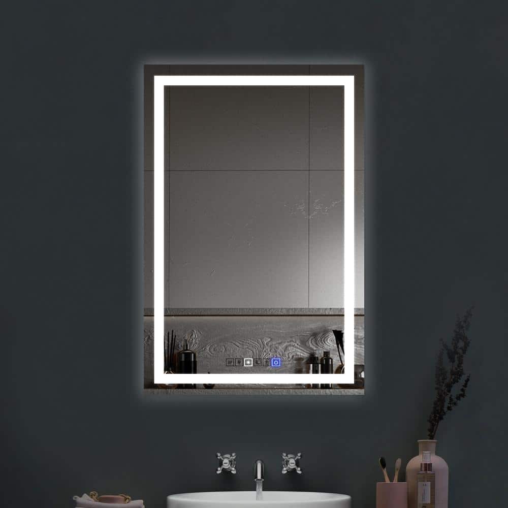 24" x 36" Frameless LED Lighted Rectangular Bathroom Mirror