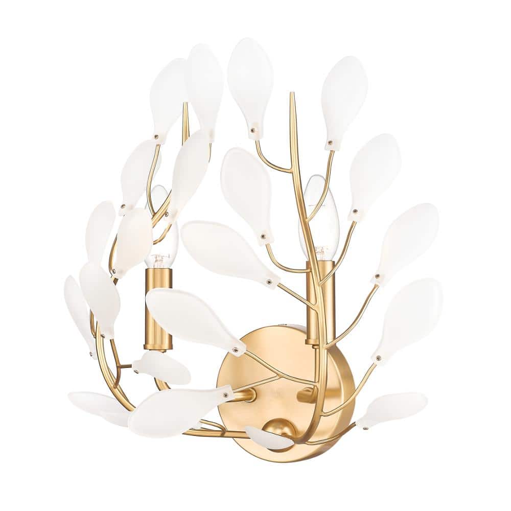 Claudine 14.5 in. 2-Light Modern Gold Wall Sconce with Frosted Glass Shades price history on PriceWatchPro
