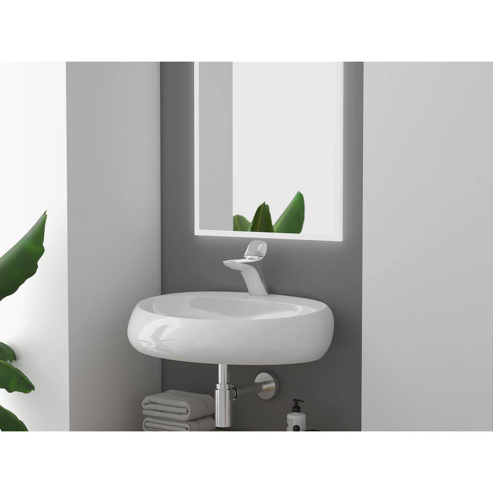Rosaria 24" Glossy White Ceramic Oval Wall-Mount Sink