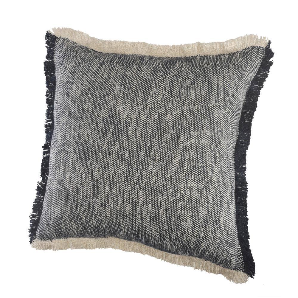 Insignia Blue Cotton Fringed Square Throw Pillows, Set of 2