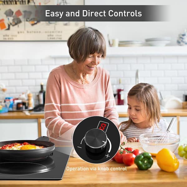 X KITCHEN 12 in. 2-Element Ceramic Electric Cooktop in Black with